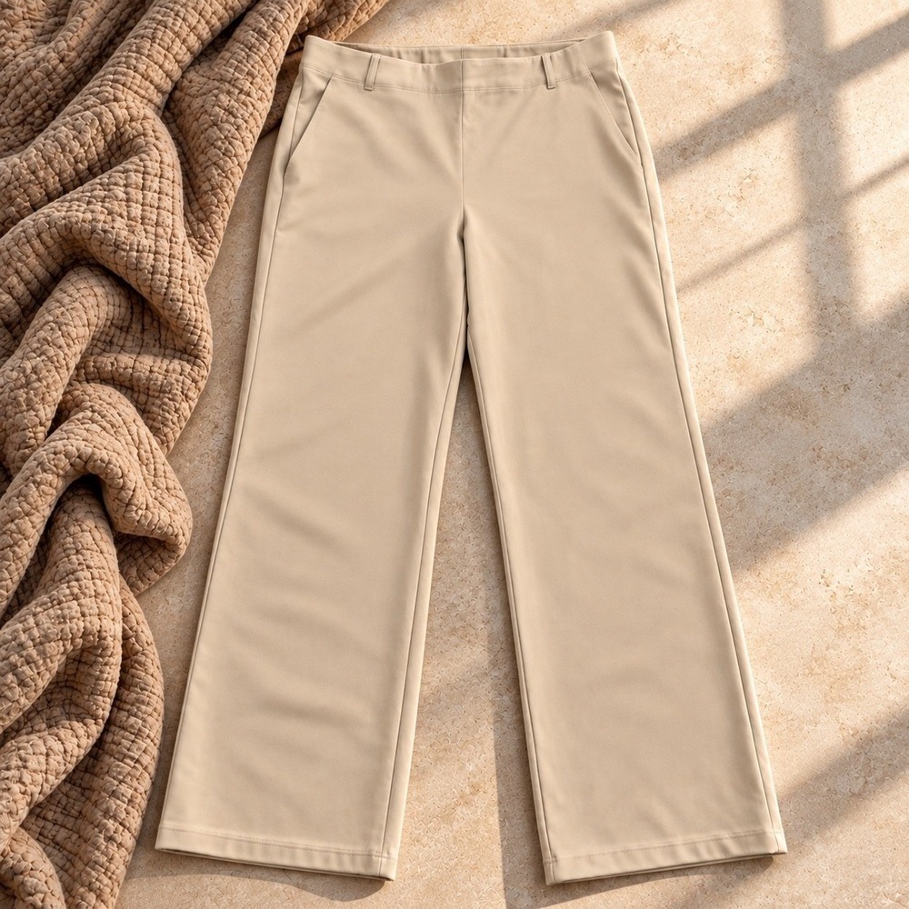 Quince Ultra-Stretch Ponte Straight Leg Pants Ecru XL Minimalist Workwear Staple